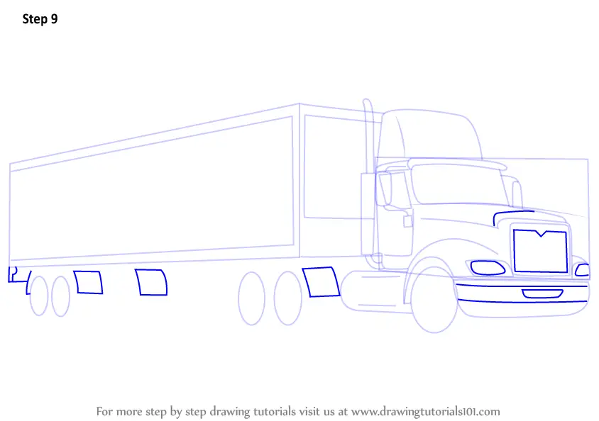 Learn How to Draw a Truck and Trailer (Trucks) Step by Step : Drawing