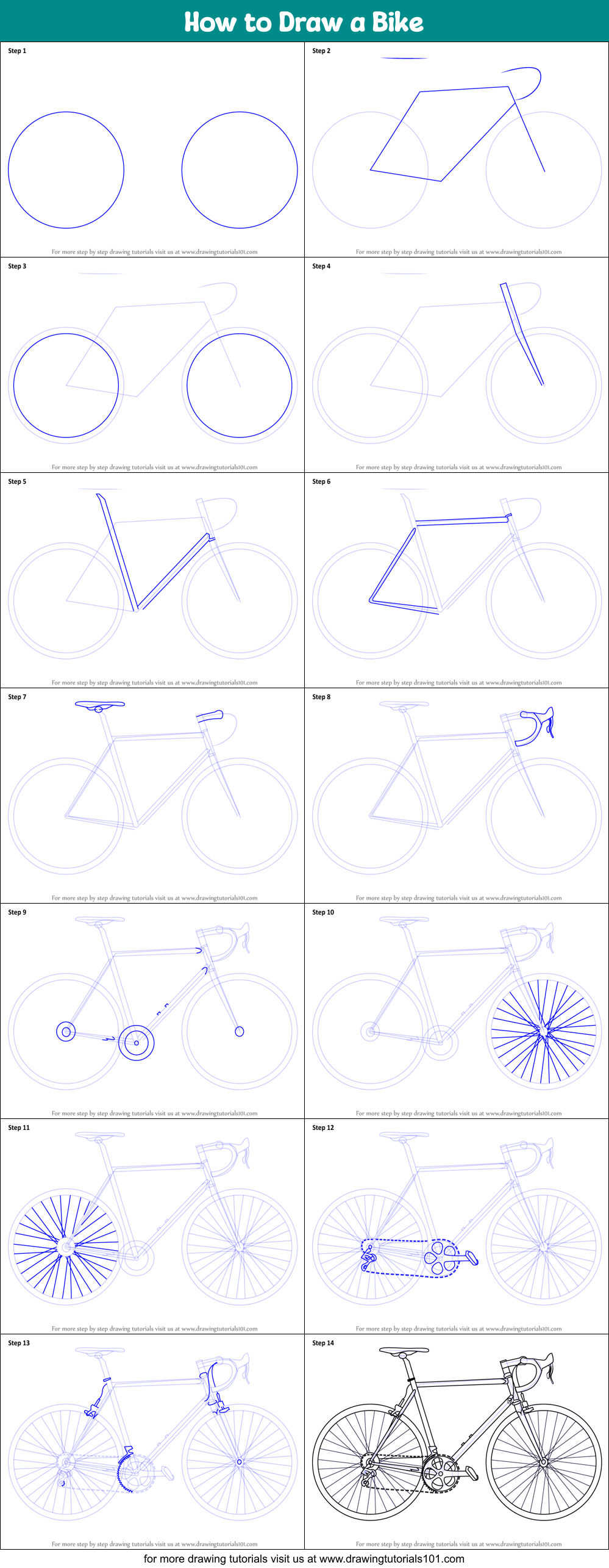 How to Draw a Bike printable step by step drawing sheet ...