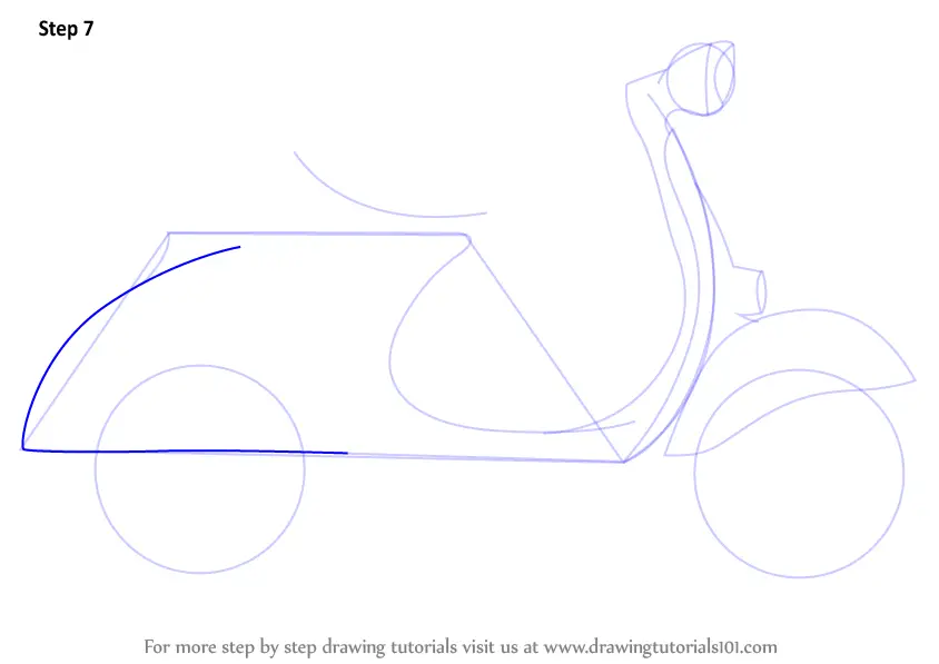 Learn How to Draw a Scooter (Two Wheelers) Step by Step : Drawing Tutorials