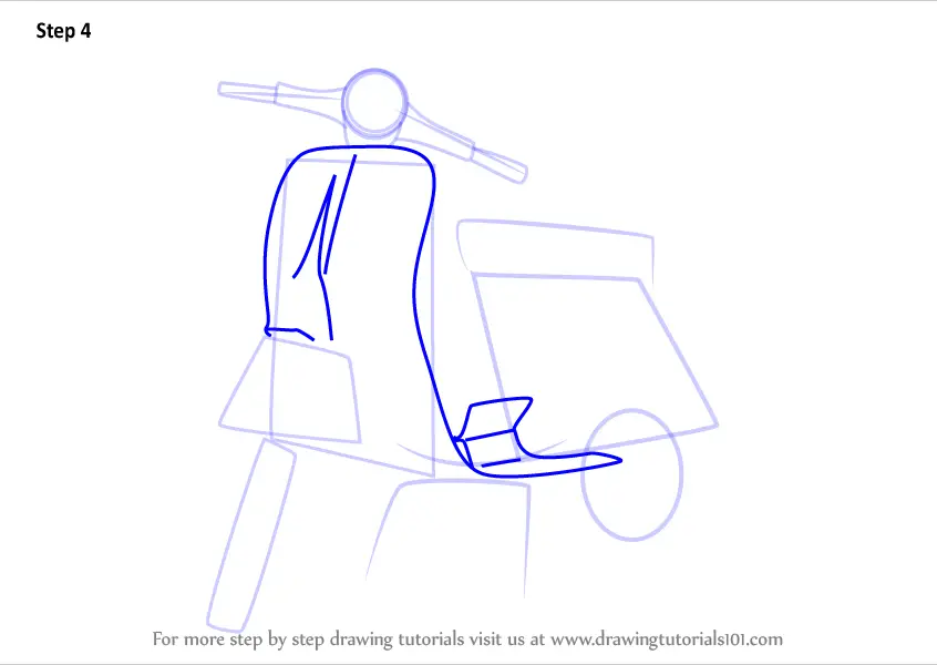 Step by Step How to Draw Vespa Scooter