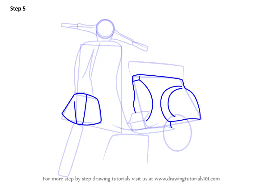 Step By Step How To Draw Vespa Scooter 2672