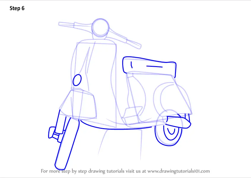 Learn How to Draw Vespa Scooter (Two Wheelers) Step by Step Drawing