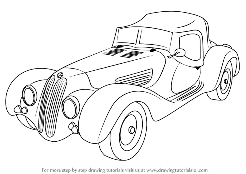 learn-how-to-draw-vintage-bmw-roadster-vintage-step-by-step-drawing