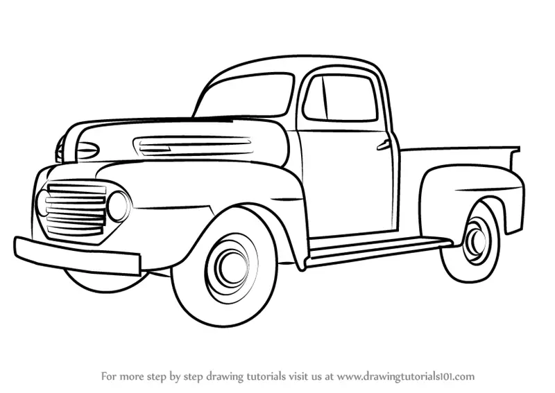 Step by Step How to Draw Vintage Truck v2 : DrawingTutorials101.com