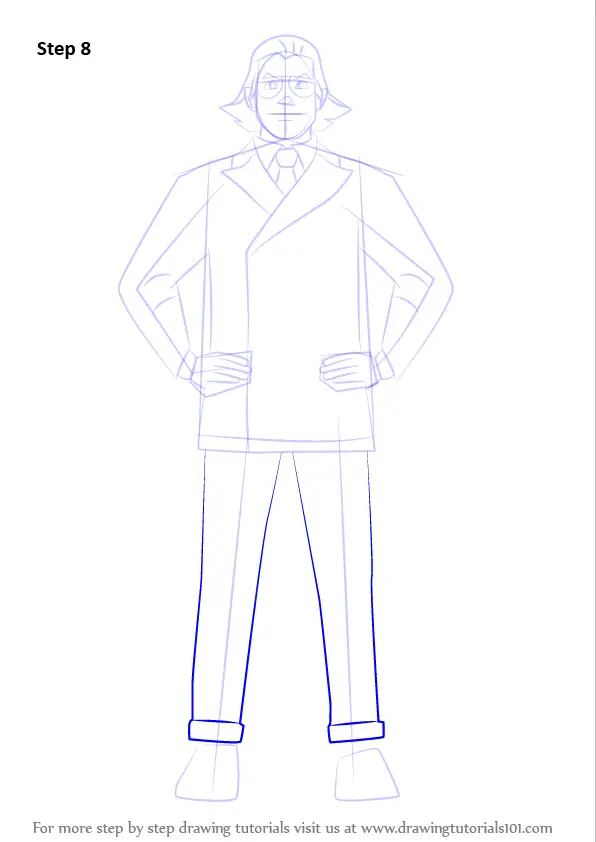 Step by Step How to Draw Bobby Fulbright from Ace Attorney