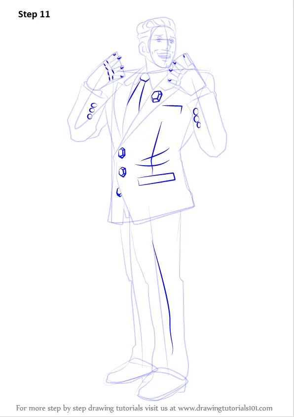 Step by Step How to Draw Redd White from Ace Attorney