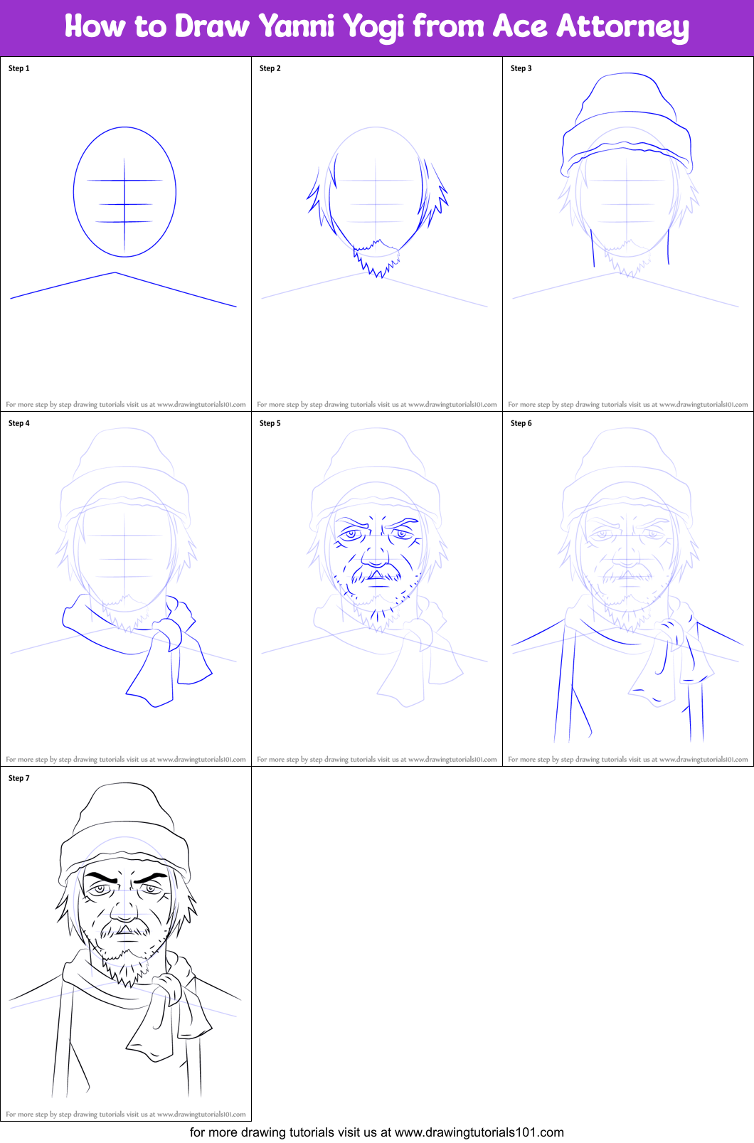 How To Draw Yanni Yogi From Ace Attorney Printable Step By Step Drawing