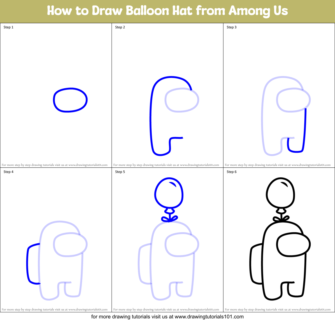 How to Draw Balloon Hat from Among Us printable step by step drawing ...