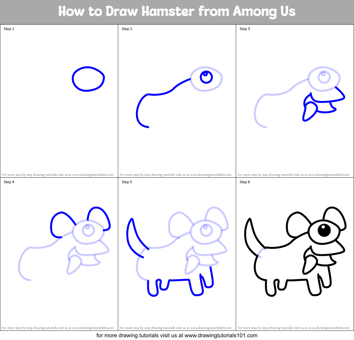 How to Draw Hamster from Among Us printable step by step drawing sheet ...