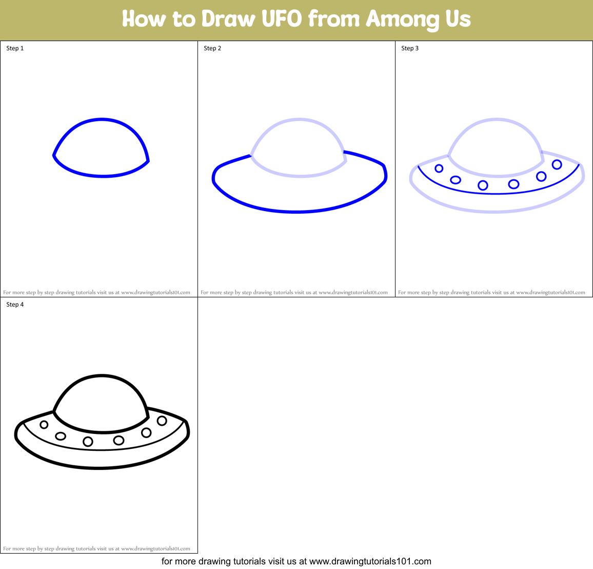 How To Draw Ufo From Among Us Printable Step By Step Drawing Sheet 