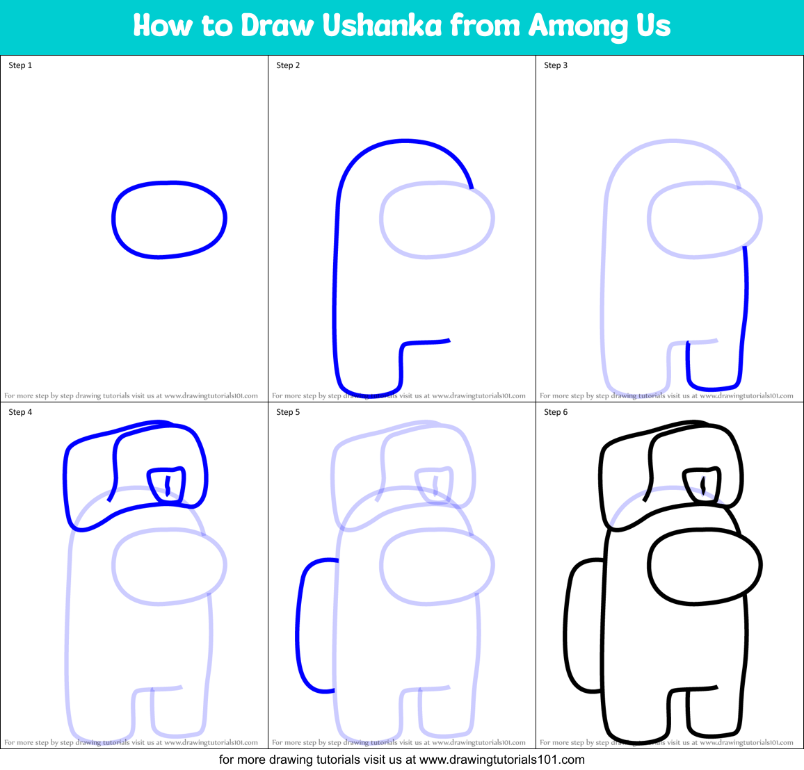 How to Draw Ushanka from Among Us printable step by step drawing sheet ...