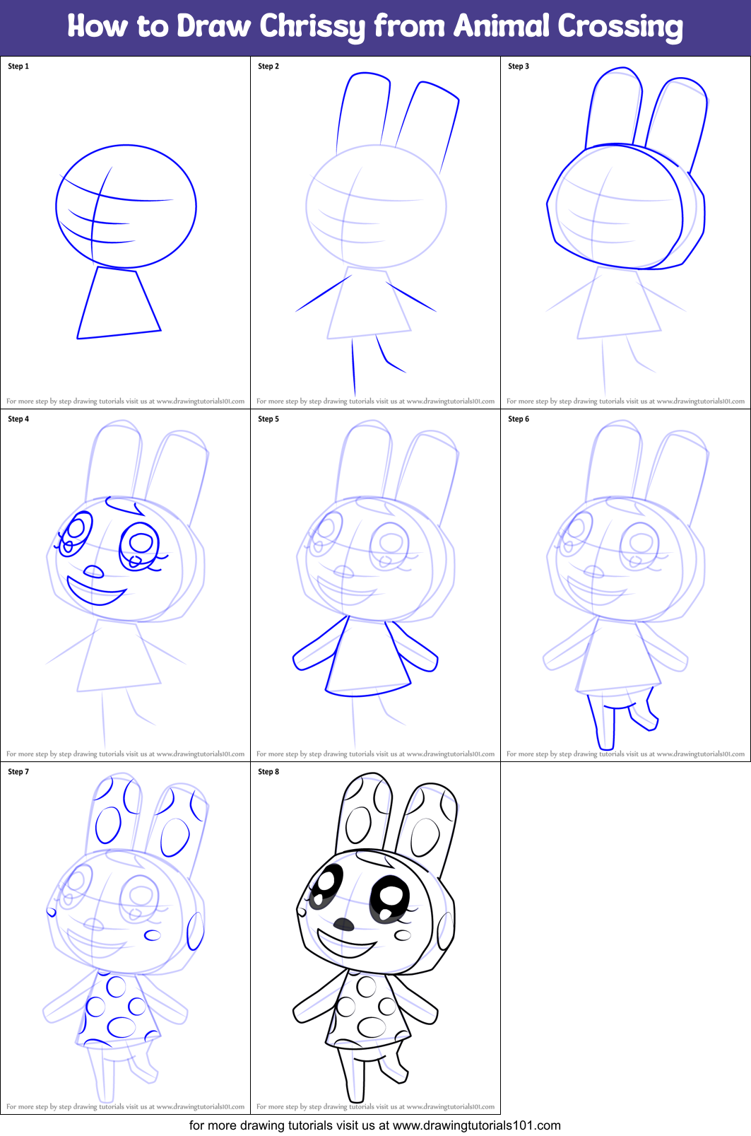 How to Draw Chrissy from Animal Crossing printable step by step drawing