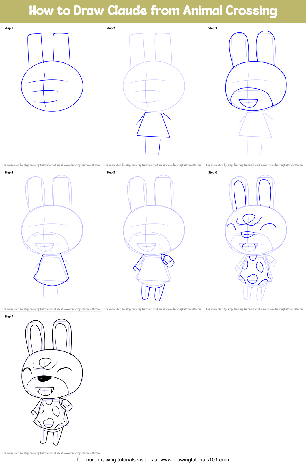 How to Draw Claude from Animal Crossing printable step by step drawing ...