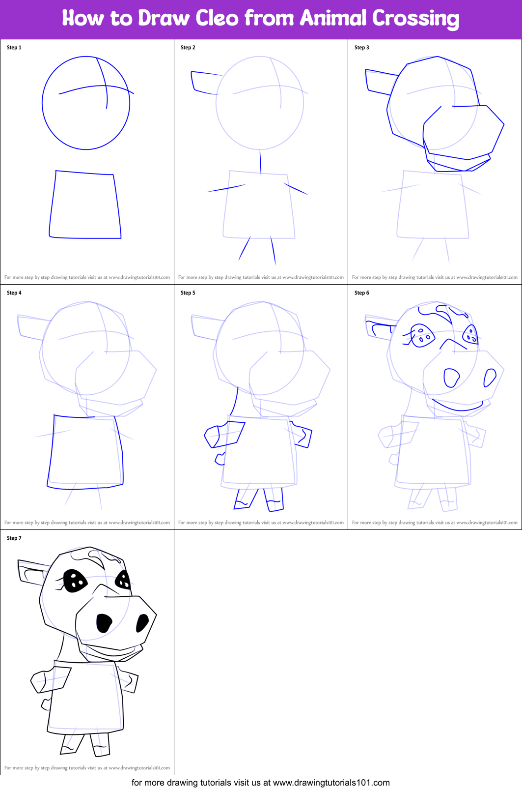 How to Draw Cleo from Animal Crossing printable step by step drawing ...