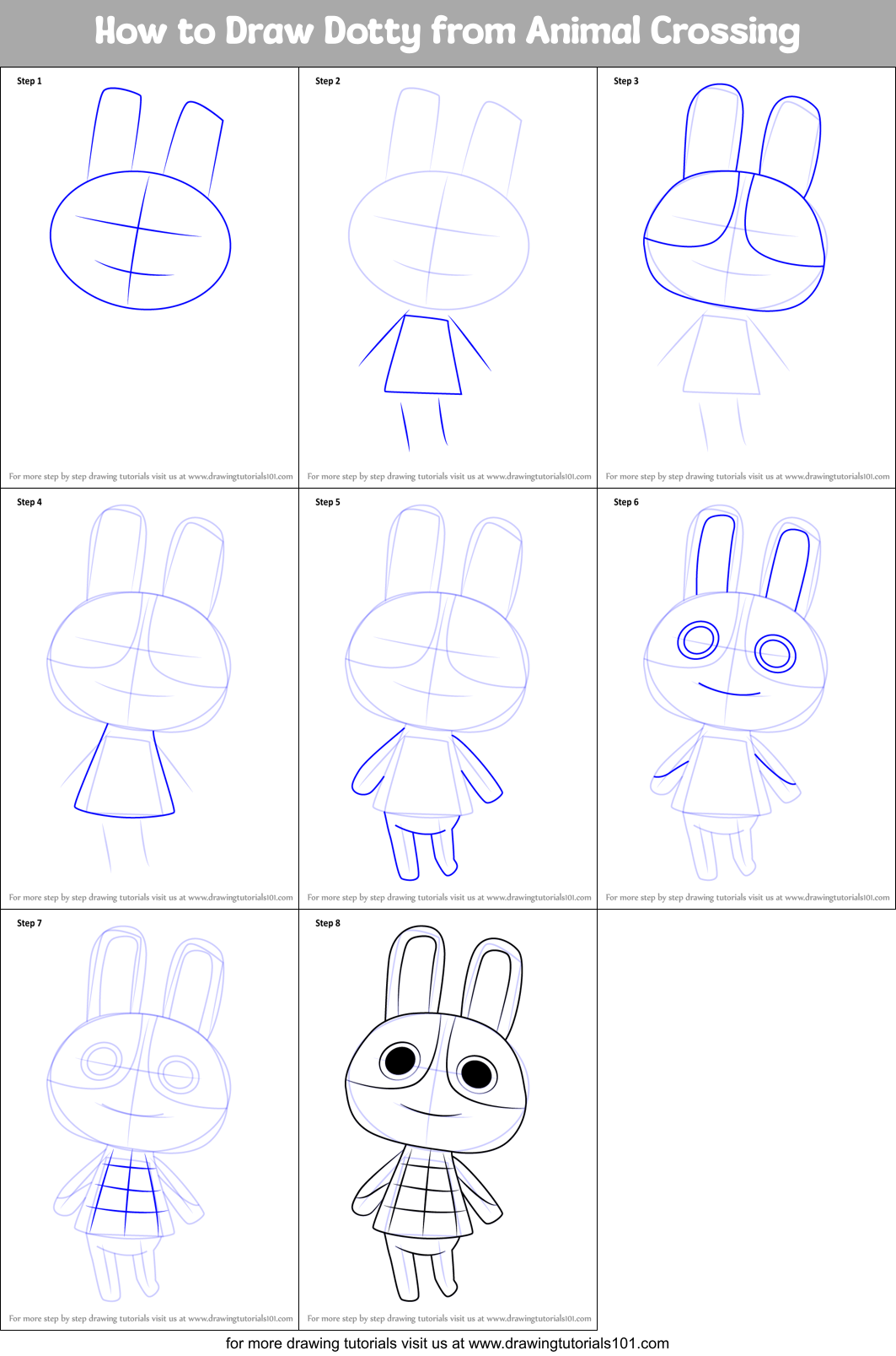 How to Draw Dotty from Animal Crossing printable step by step drawing ...