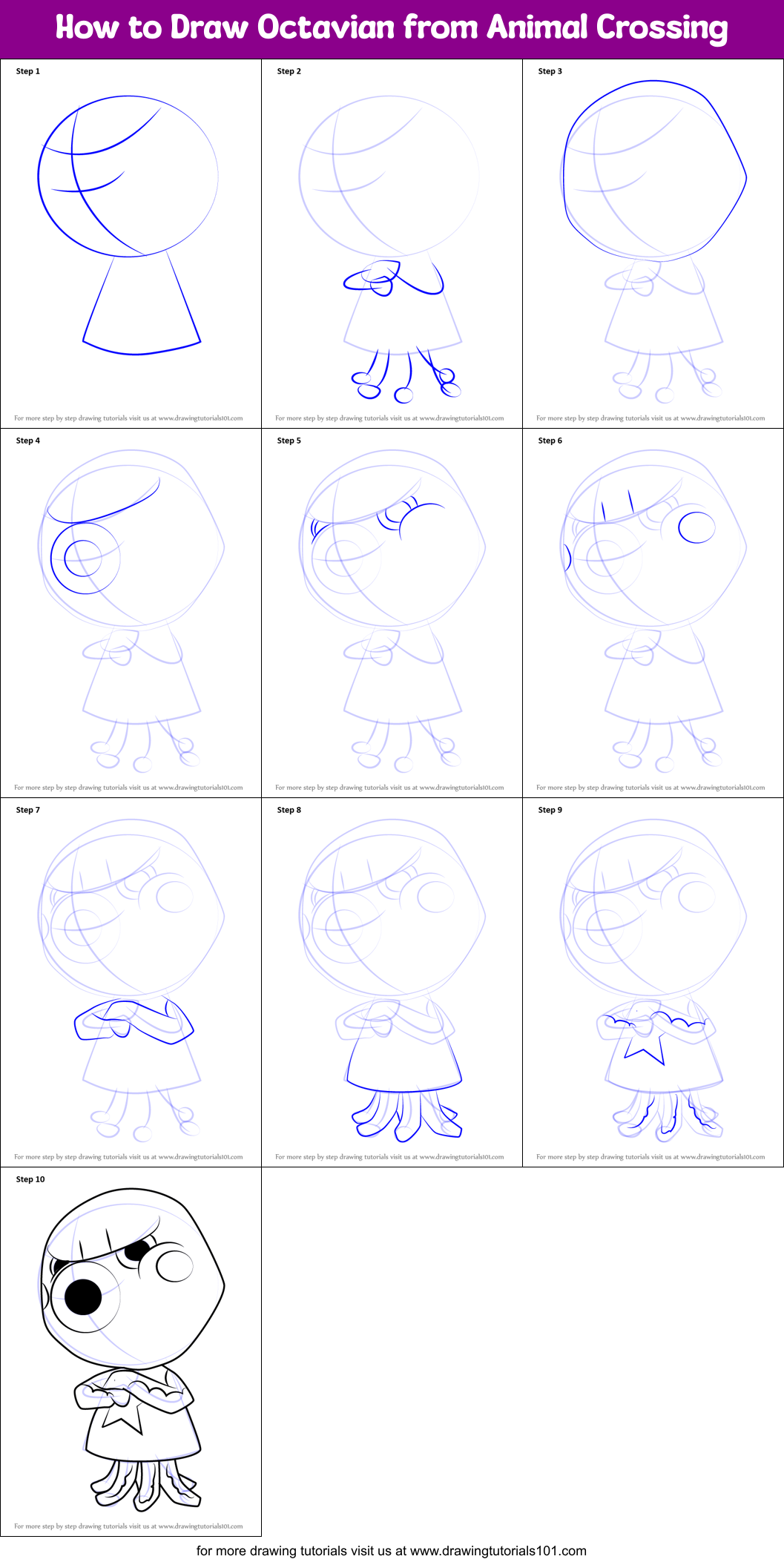 How to Draw Octavian from Animal Crossing printable step by step ...