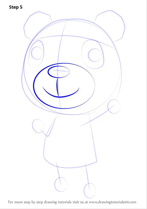 Step by Step How to Draw Poncho from Animal Crossing