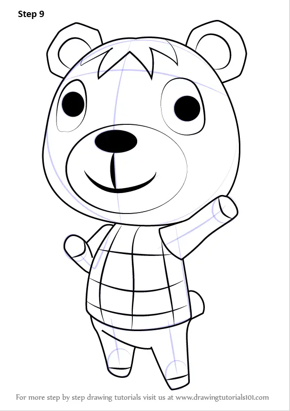 Step by Step How to Draw Poncho from Animal Crossing