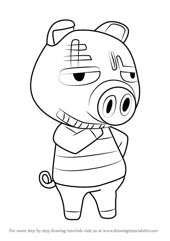 Learn How to Draw Rasher from Animal Crossing (Animal Crossing) Step by ...