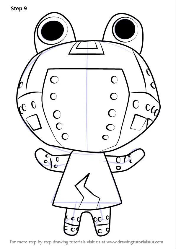 Step by Step How to Draw Ribbot from Animal Crossing ...