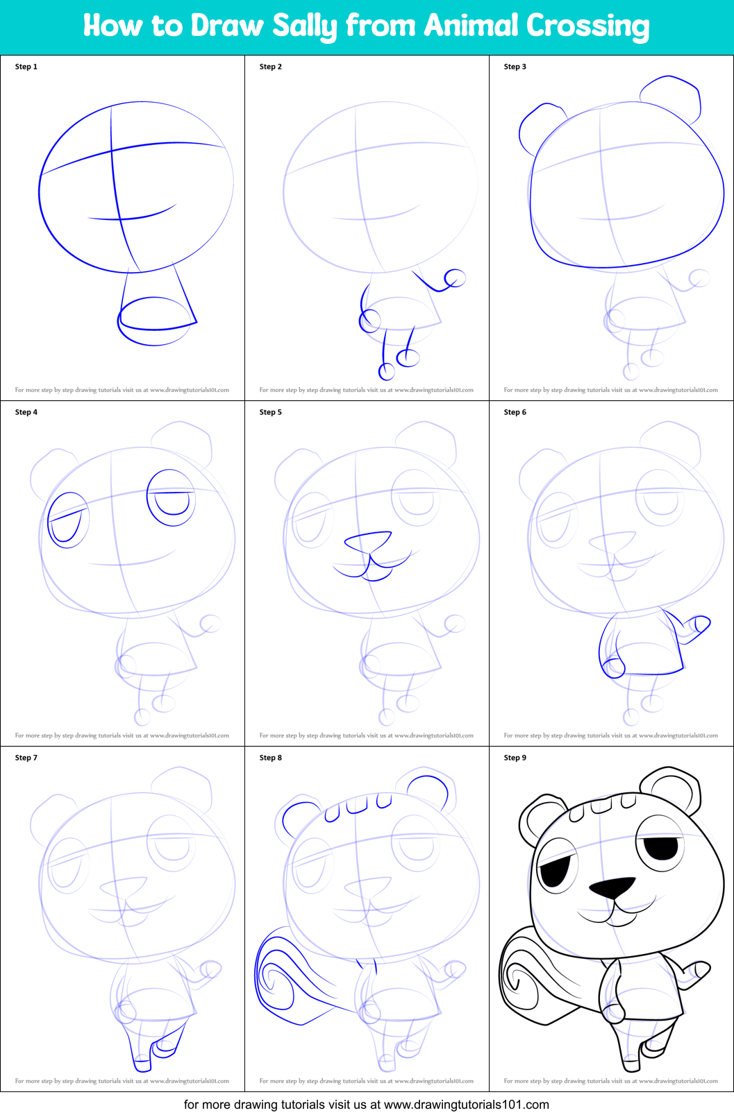 How to Draw Sally from Animal Crossing printable step by step drawing ...