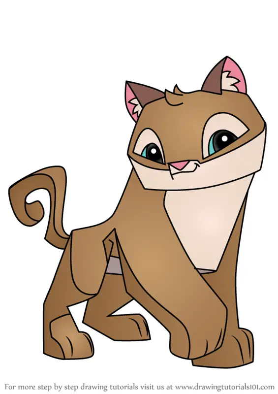 Learn How to Draw Cougar from Animal Jam (Animal Jam) Step by Step : Drawing Tutorials