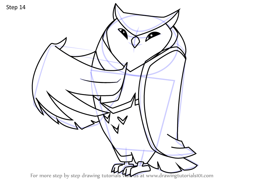 Step by Step How to Draw Great Horned Owl from Animal Jam