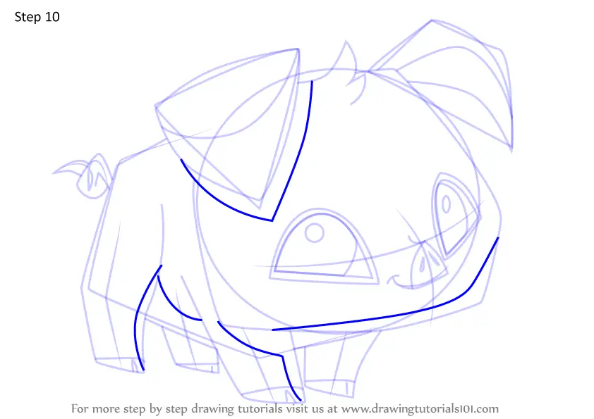 Step by Step How to Draw Pig from Animal Jam : DrawingTutorials101.com