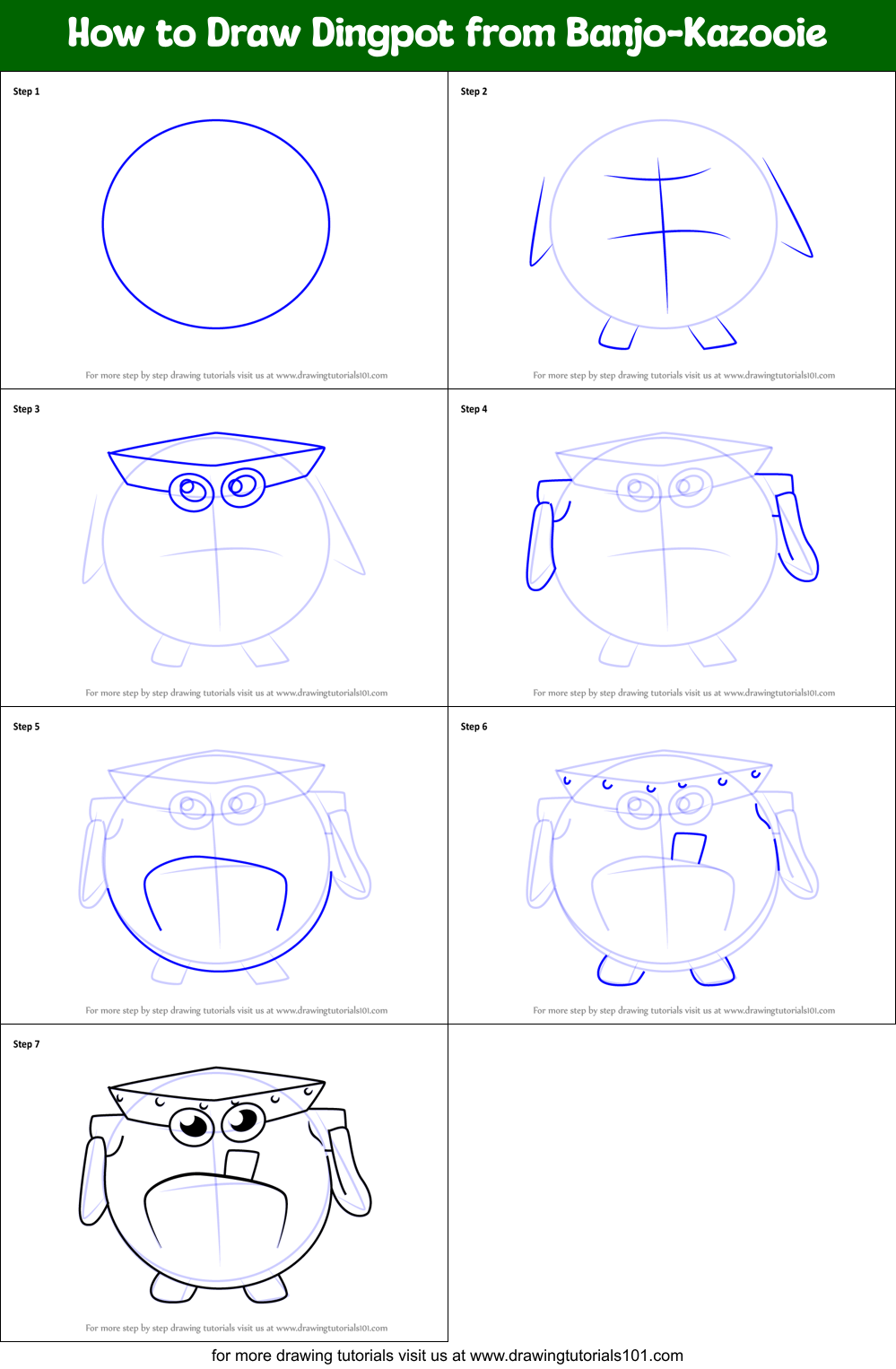 How to Draw Dingpot from Banjo-Kazooie printable step by step drawing ...