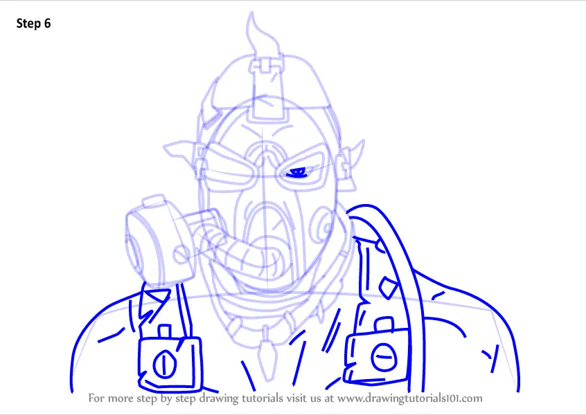 Step by Step How to Draw Krieg from Borderlands : DrawingTutorials101.com