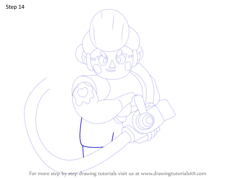 Step By Step How To Draw Pam From Brawl Stars Drawingtutorials101 Com - brawl stars pam coloriage