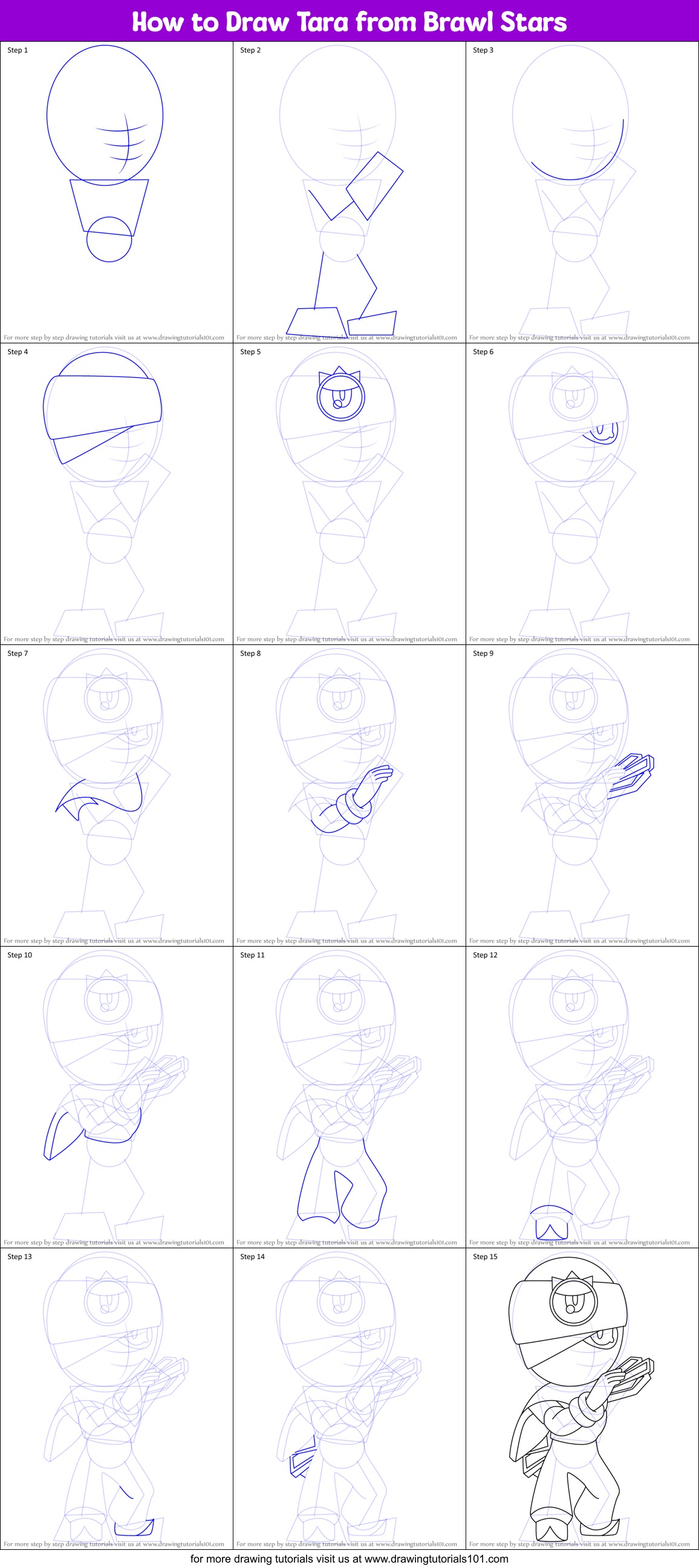How to Draw Tara from Brawl Stars printable step by step drawing sheet ...