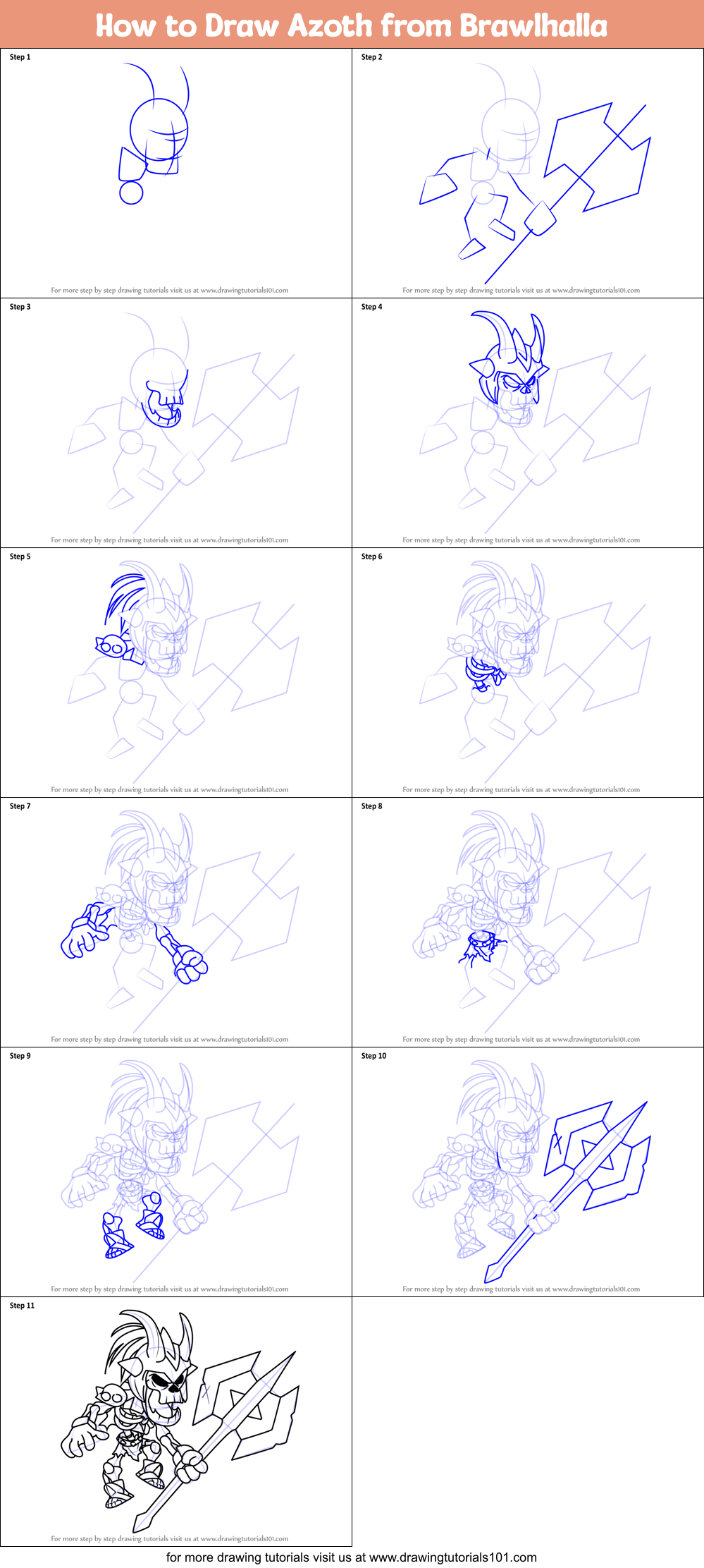 How to Draw Azoth from Brawlhalla printable step by step drawing sheet ...