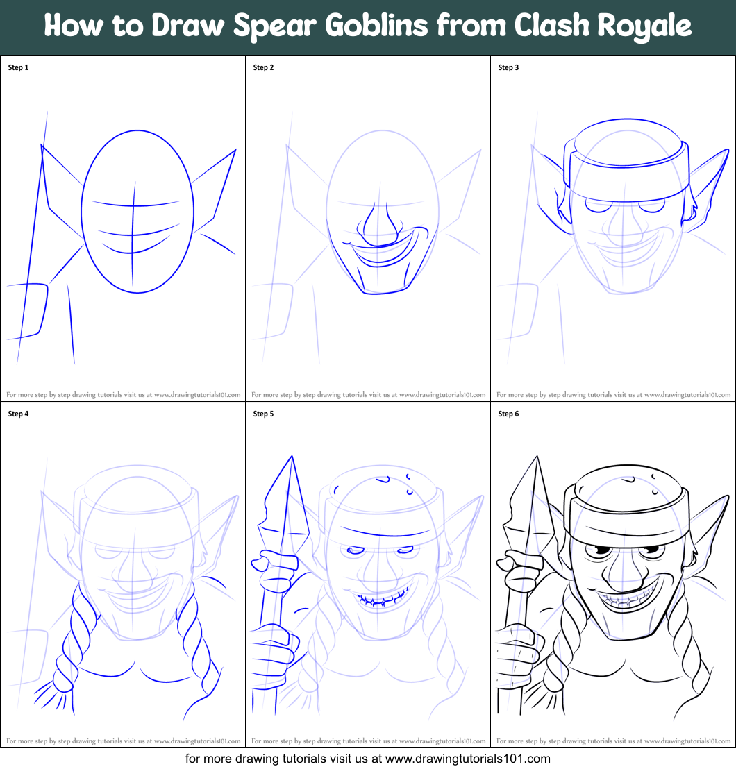 How to Draw Spear Goblins from Clash Royale printable step by step