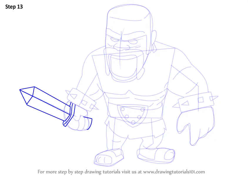 Learn How To Draw Barbarian From Clash Of The Clans Clash Of The Clans Step By Step Drawing 2282