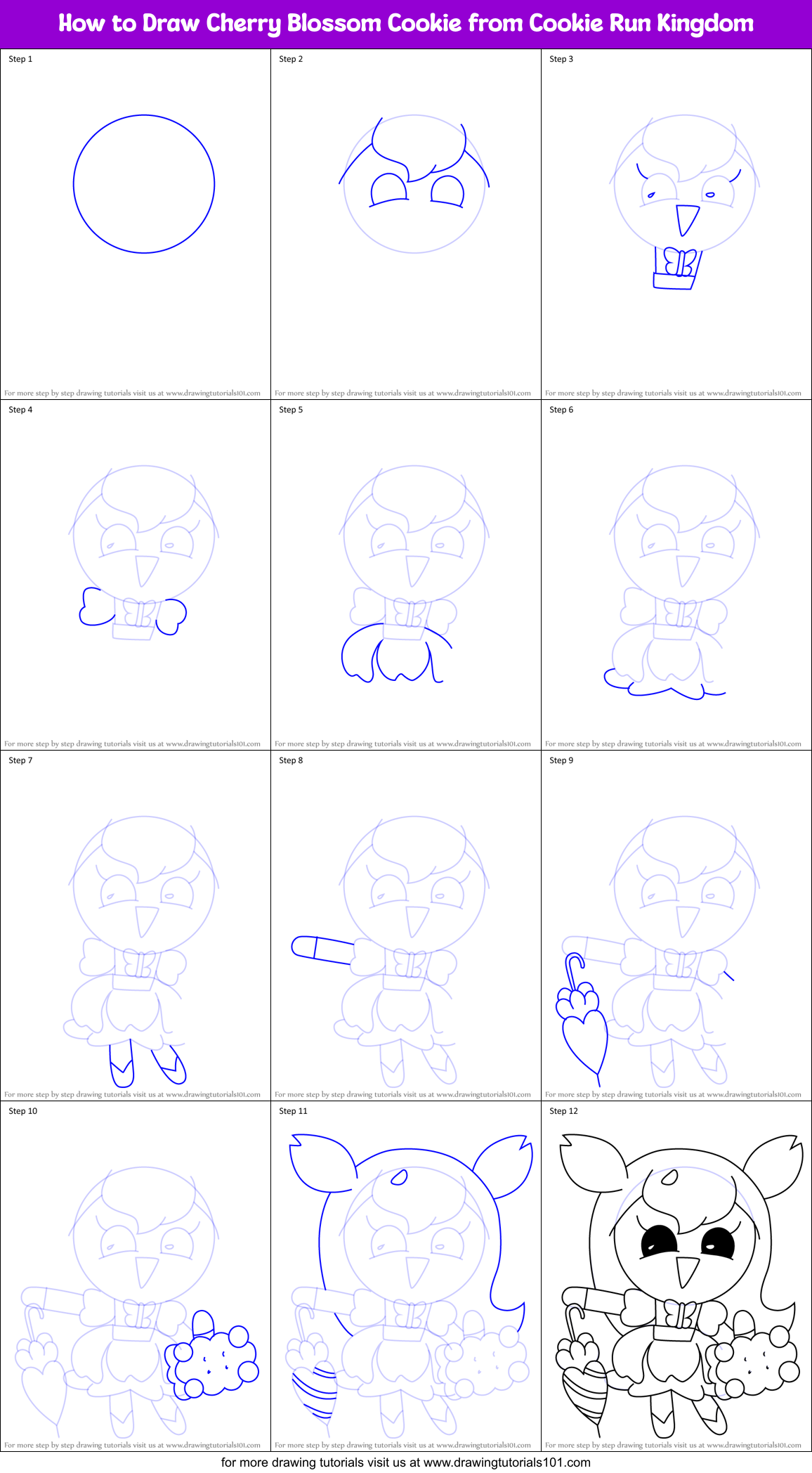 How to Draw Cherry Blossom Cookie from Cookie Run Kingdom printable ...