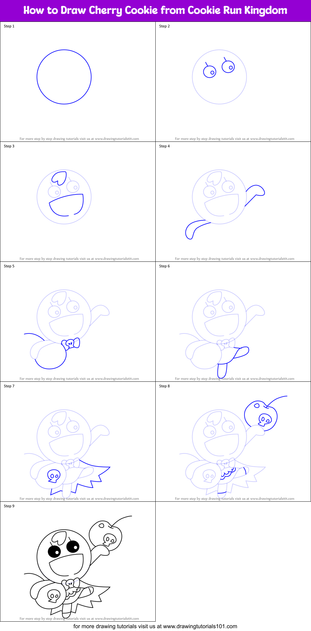 How to Draw Cherry Cookie from Cookie Run Kingdom printable step by ...