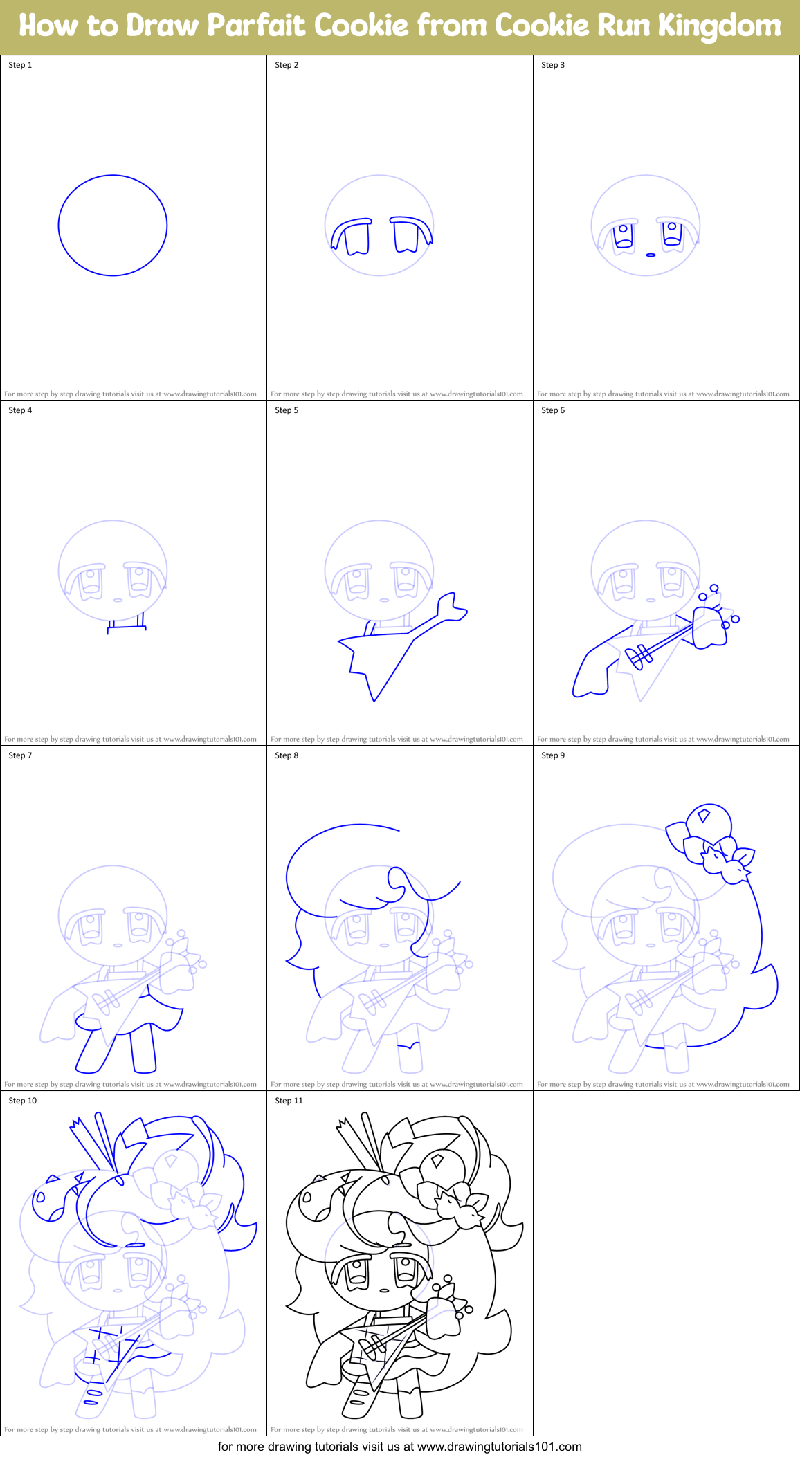 How to Draw Parfait Cookie from Cookie Run Kingdom printable step by ...