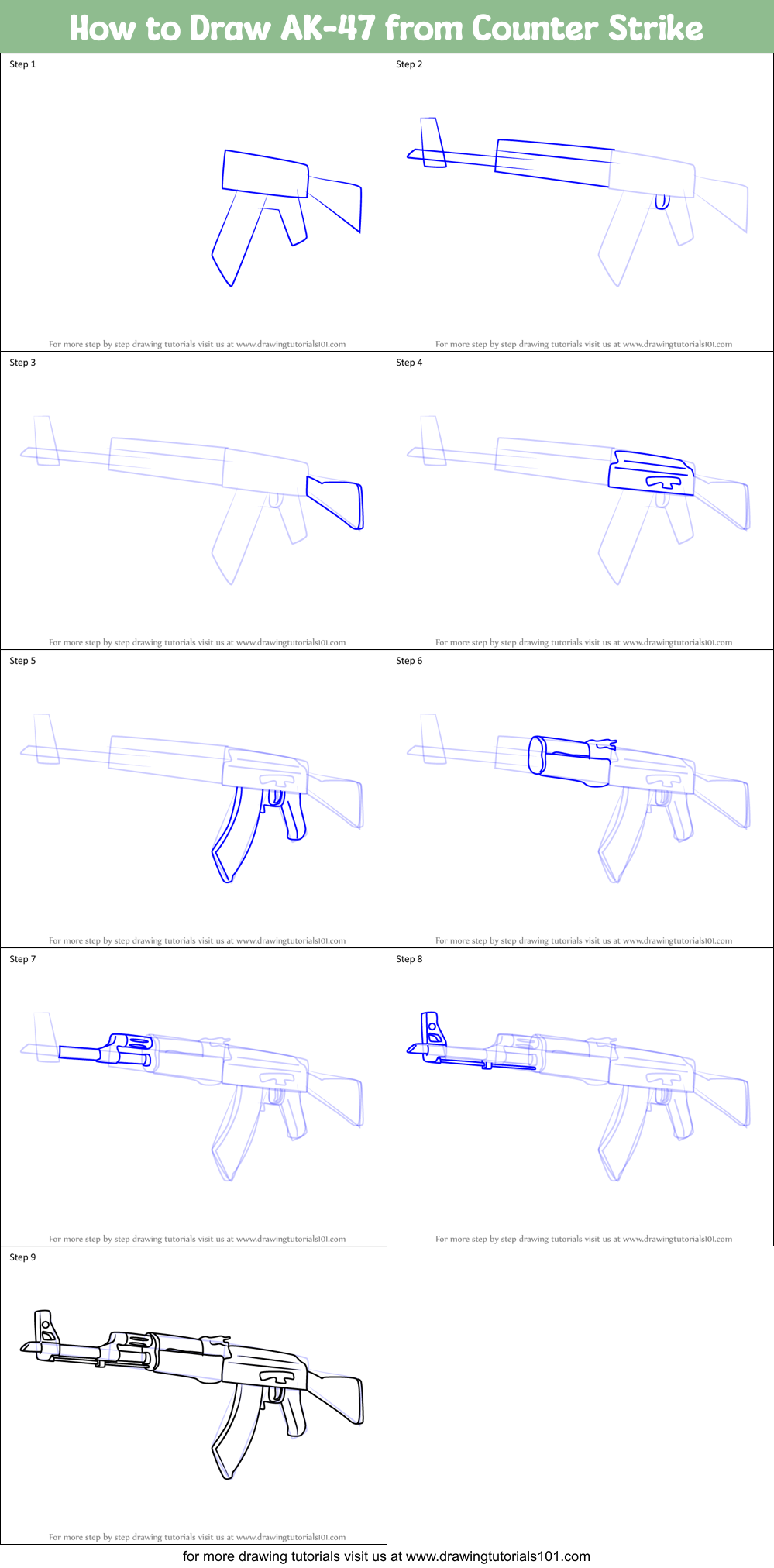 Ак 47 рисунок по этапно