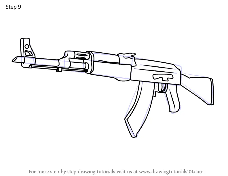 Learn How to Draw AK47 from Counter Strike (Counter Strike) Step by