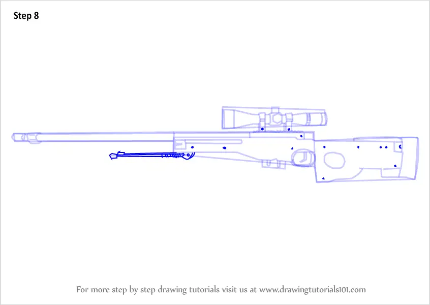 Step by Step How to Draw AWP from Counter Strike : DrawingTutorials101.com