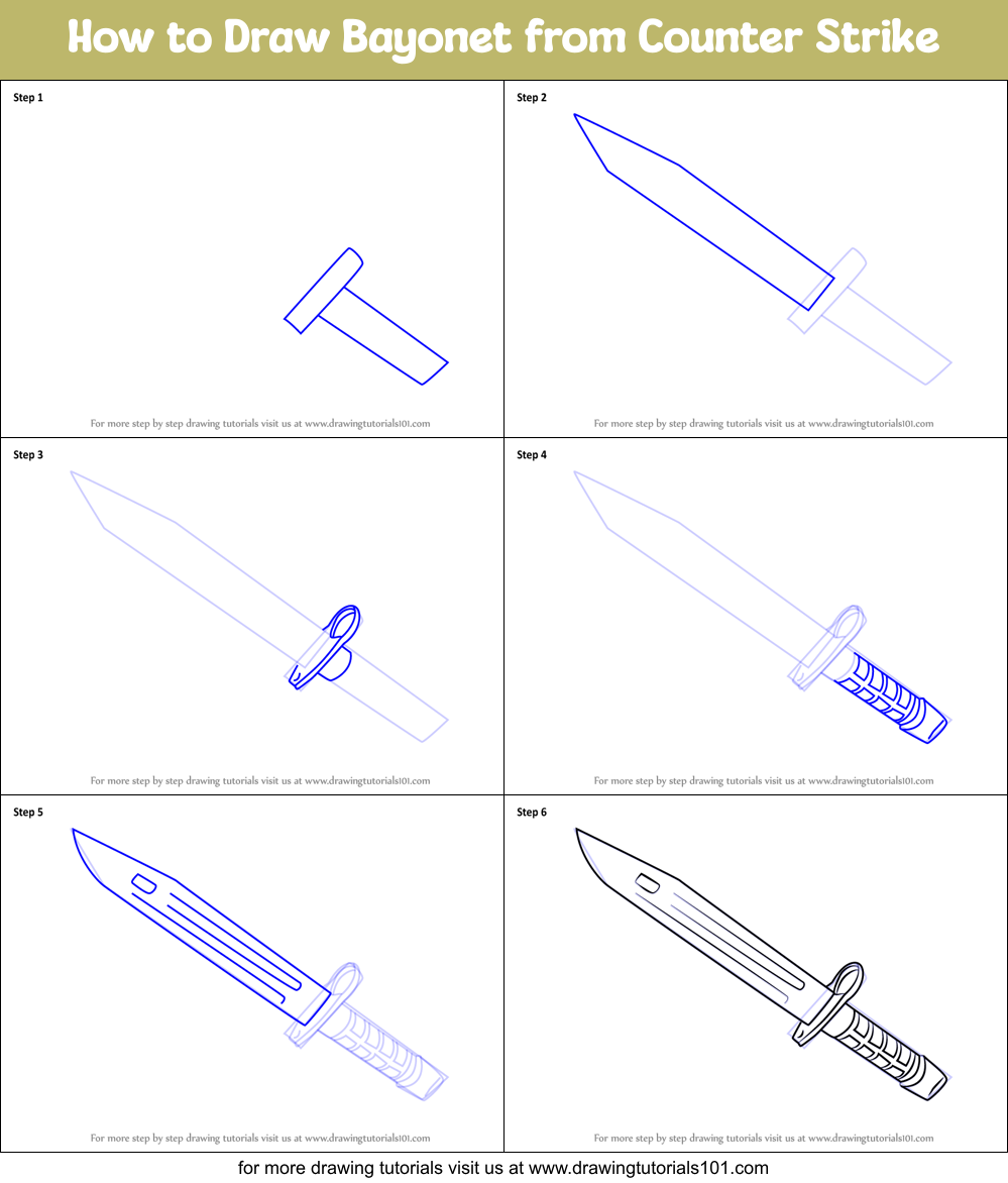 How to Draw Bayonet from Counter Strike (Counter Strike) Step by Step