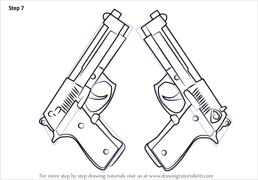 Как нарисовать два пистолета
