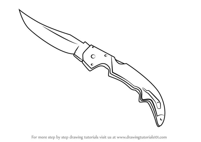 Download Step by Step How to Draw Falchion Knife from Counter Strike : DrawingTutorials101.com