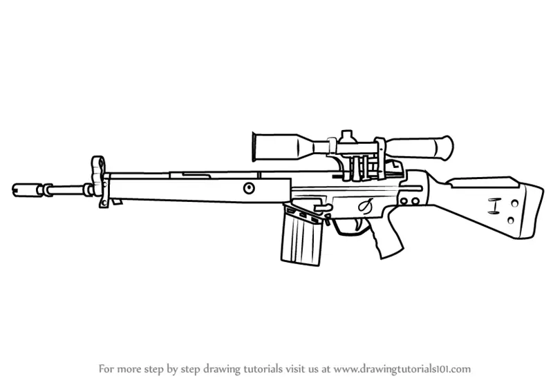 Step By Step How To Draw G3sg1 From Counter Strike 