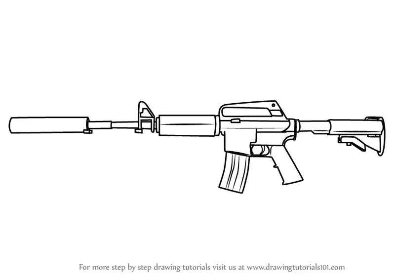 How to Draw M4A1 from Counter Strike. 