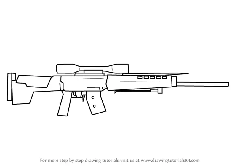 Step by Step How to Draw SG 550 from Counter Strike