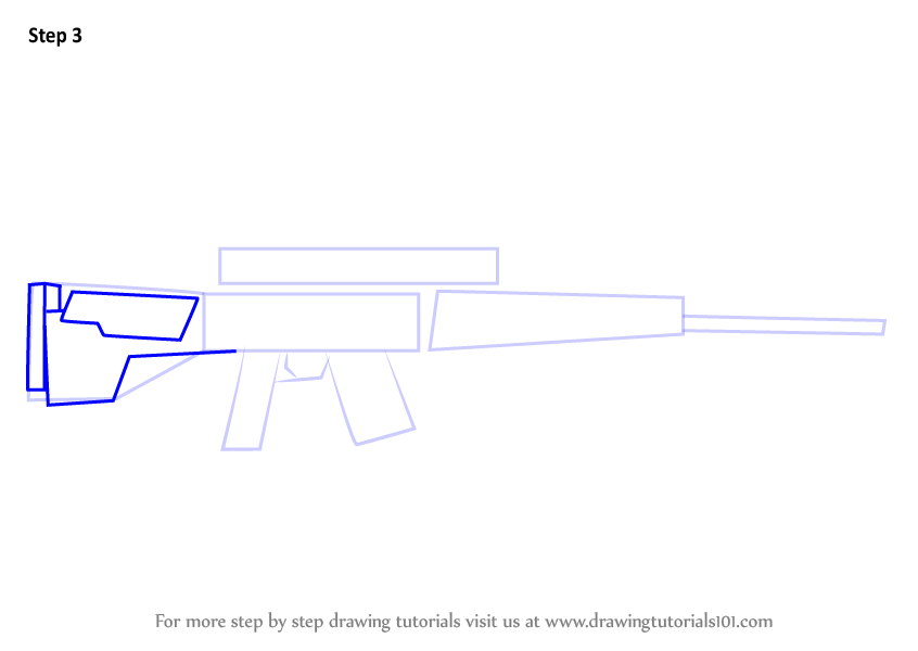 Step by Step How to Draw SG 550 from Counter Strike