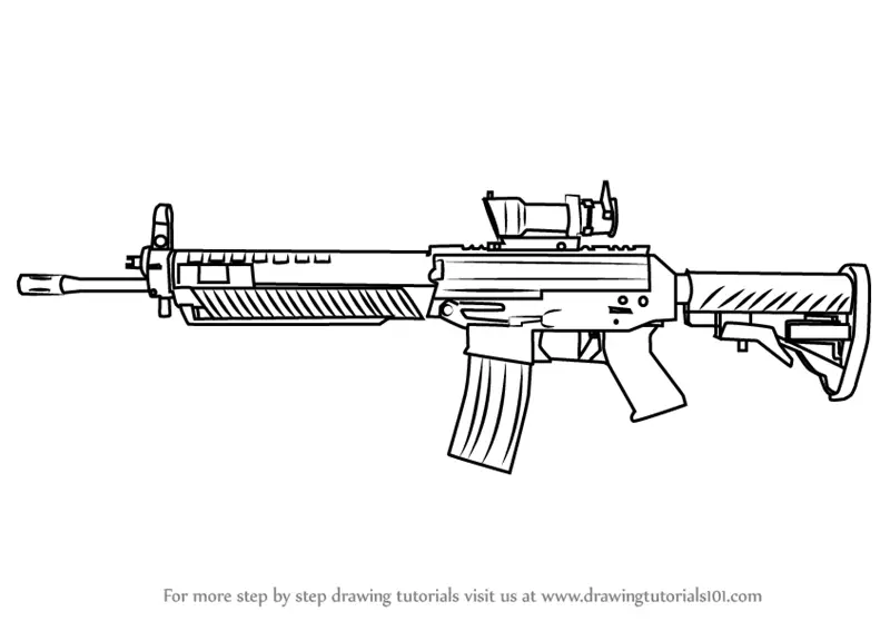 Learn How to Draw SG 553 from Counter Strike (Counter Strike) Step by