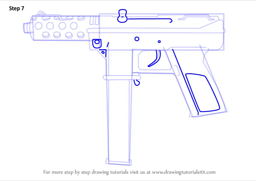 Step by Step How to Draw Tec9 from Counter Strike